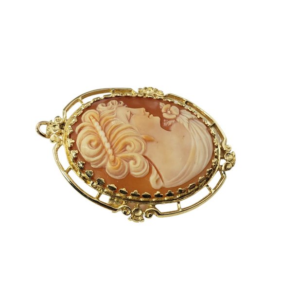 Vintage 14 Karat Yellow Gold Cameo Brooch/Pendant #11637 - Picture 3 of 7